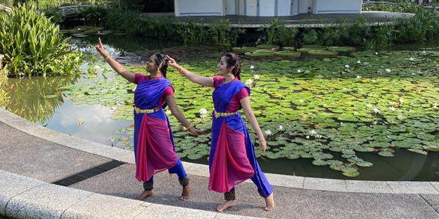 NUS Indian Dance performing Terkocak at the scenic Botanic Gardens
