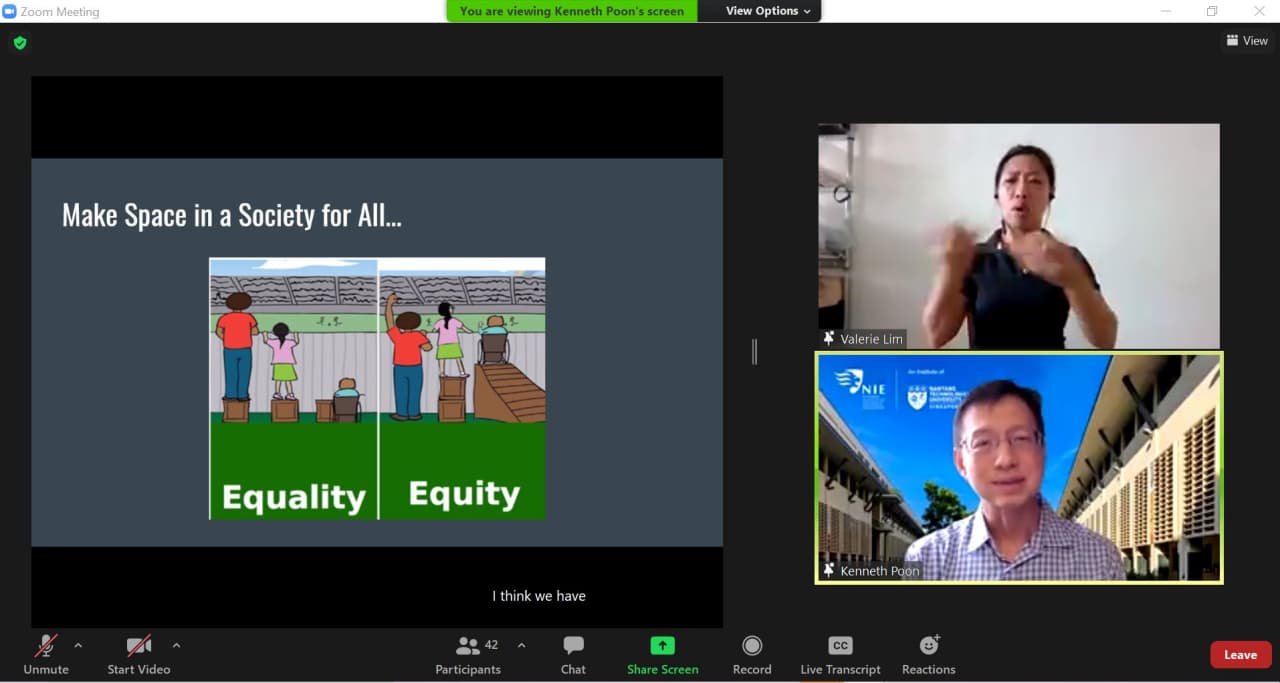 Dr Poon presenting on levelling the playing field for students with disabilities.

