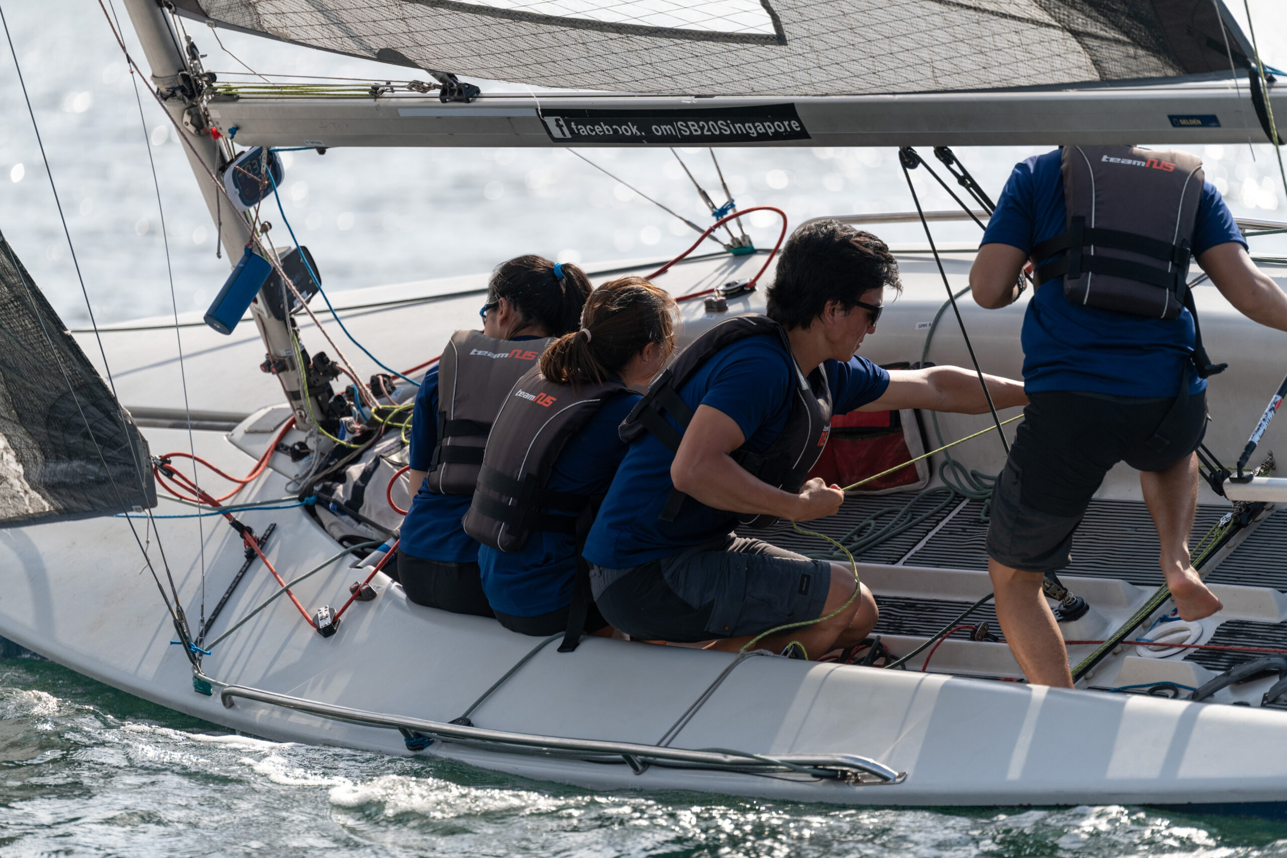 Changing sides during a tack – a manoeuvre in sailing used to sharply alter the direction in which your boat is heading 

