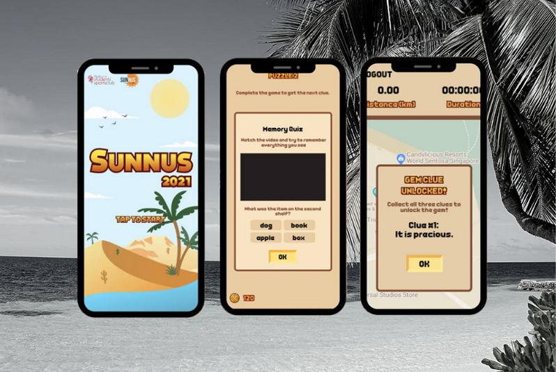 SunNUS App interfaces developed by NUS Students' Sports Club

