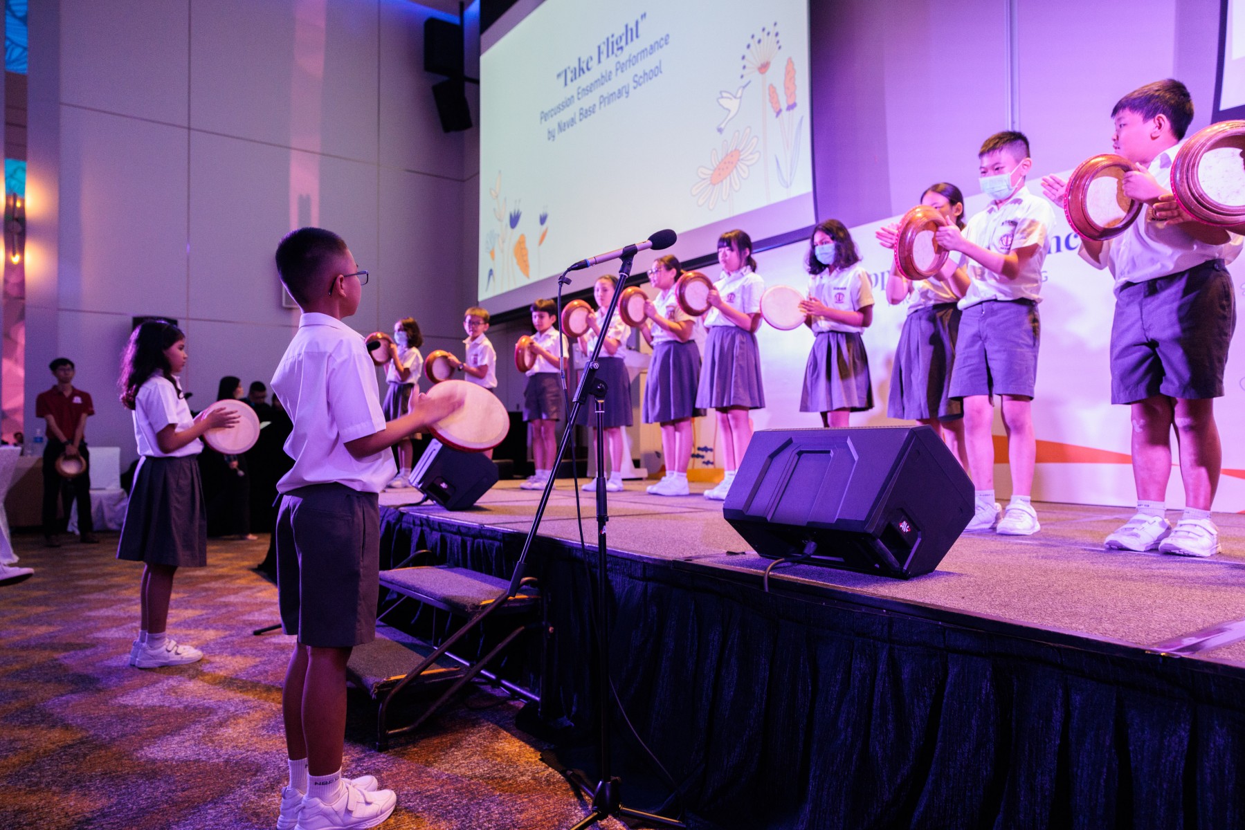 Mentees from Naval Base Primary School percussion ensemble thanked the mentors with a lively performance, ‘Take Flight’.
