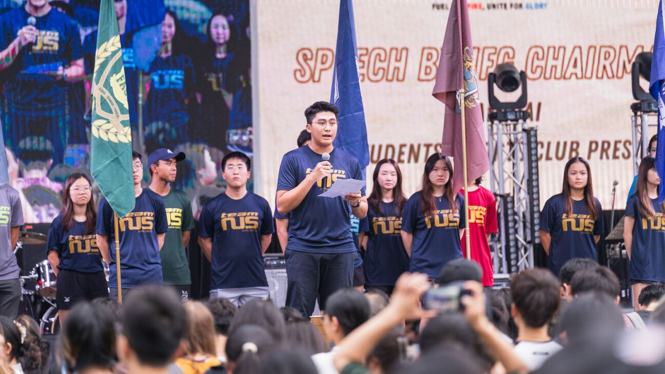 NUSSSC President Adam Dai urged athletes and supporters to be united in a common goal of sportsmanship and inclusion for IFG 2023.