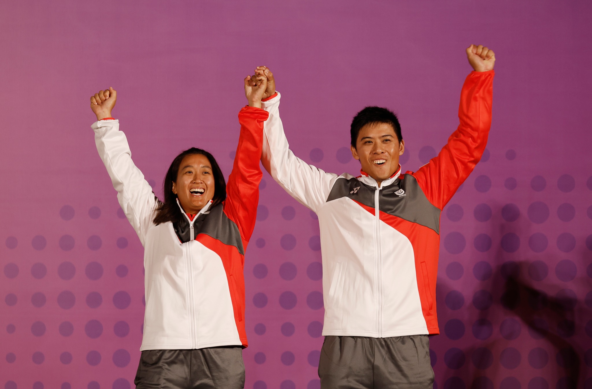 Sailors Ms Denise Lim and Mr Justin Liu capped off an impressive debut at the Asian Games with a silver in the Mixed Nacra 17. (Photo: Singapore National Olympic Council)