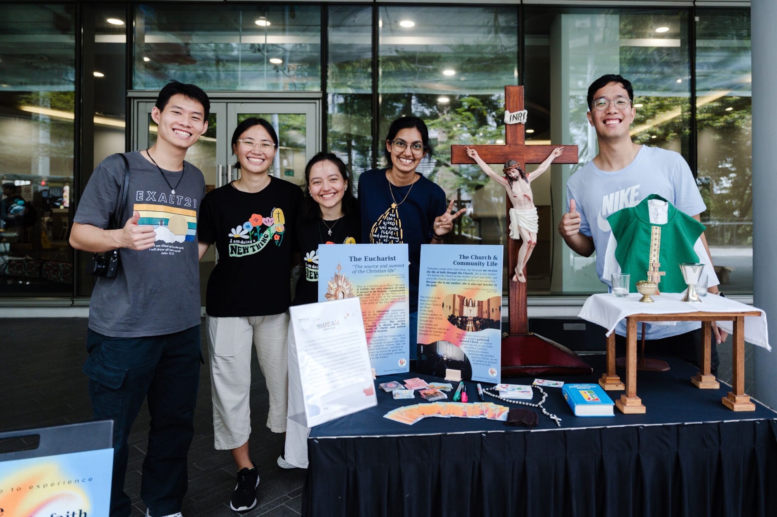 Faith-based student groups such as NUS Catholic Students' Society were present to raise awareness about their faith.