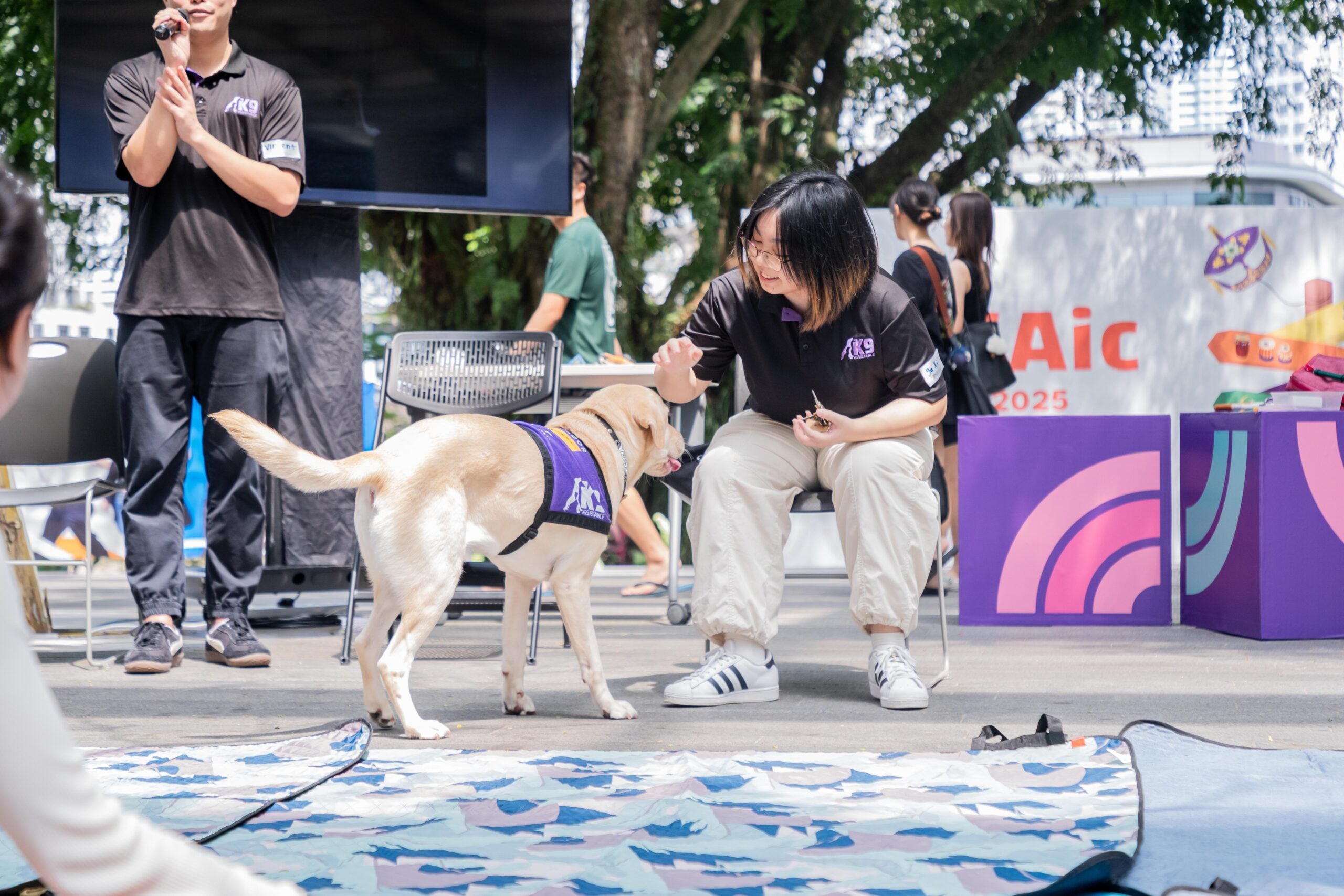 DSC01403 Sienna, Singapore’s first ambassador dog, walks calmly towards a team member during a demonstration.