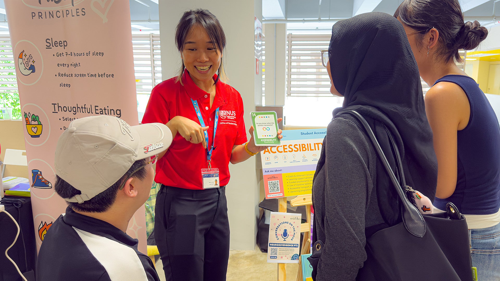 1920_nn6 Representatives from NUS Student Accessibility Unit and NUS Enablers shared about the academic and non-academic accessibility support resources at the WellNUS Resource Fair.