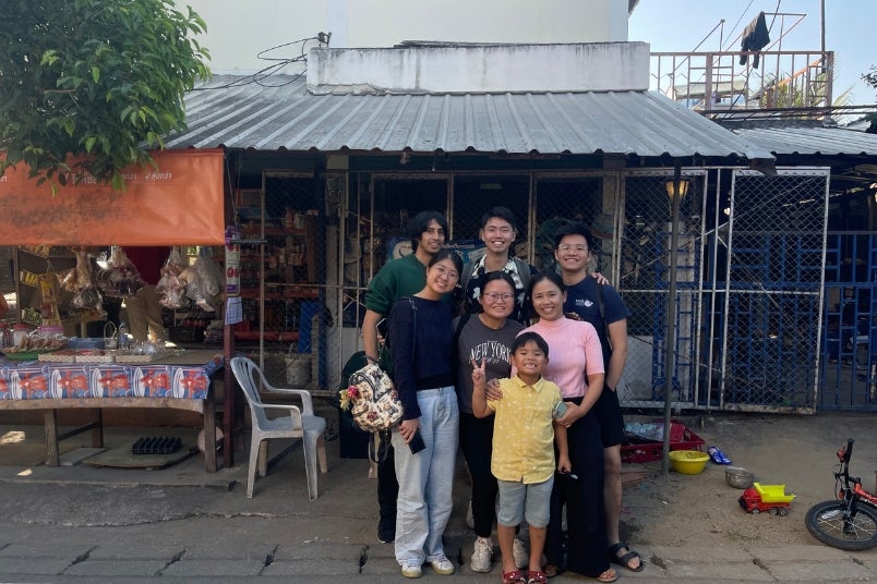 Clara (in grey) and her peers co-designed a water remediation initiative with the Sam Lom Joy community in Chiang Mai. 