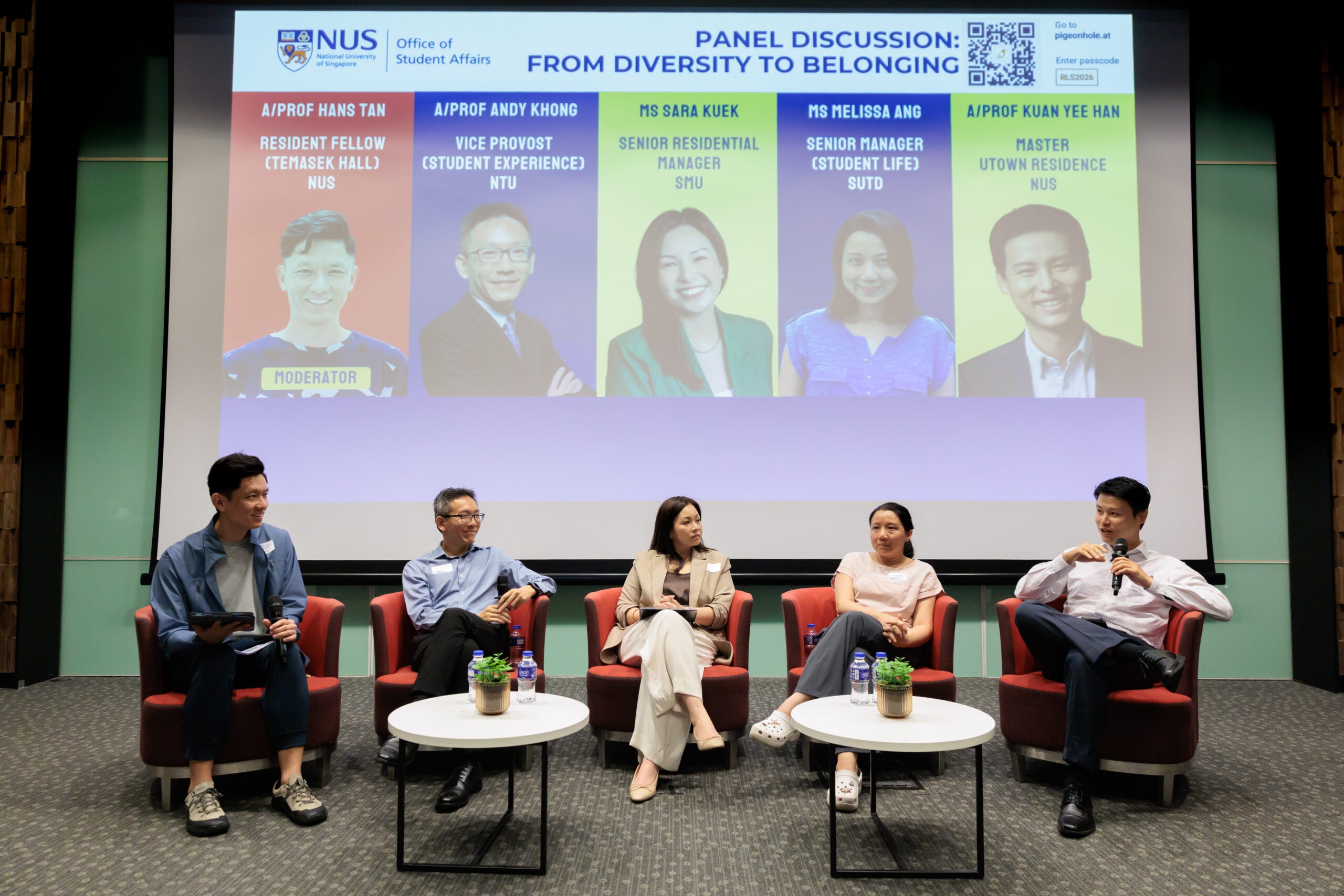 Four universities, one question: how does diversity become belonging?  
From left: Assoc Prof Hans Tan, Assoc Prof Andy Khong, Ms Sara Kuek, Ms Melissa Ang, Assoc Prof Kuan Yee Han.
