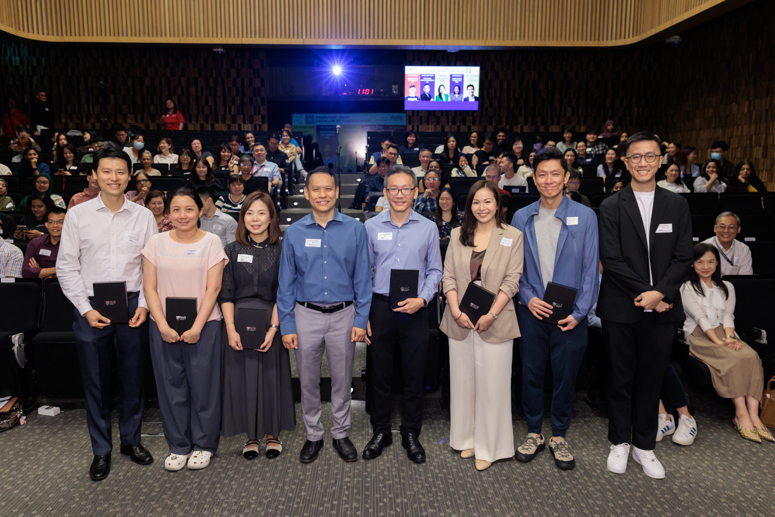 The people behind residential life at four universities.
From left: Associate Professor Kuan Yee Han (Master of UTown Residence, NUS); Ms Melissa Ang (Senior Manager of Office of Student Life, SUTD); Ms Hilda Cheung (Head of Student Life, SUTD); Professor Ho Han Kiat (Dean of Students, NUS); Associate Professor Andy Khong (Vice Provost of Student Experience, NTU); Ms Sara Kuek (Senior Residential  Manager, SMU); Associate Professor Hans Tan (Resident Fellow at Temasek Hall, NUS); Mr Ho Boon Yeow (Head of Residential Life, NUS).
